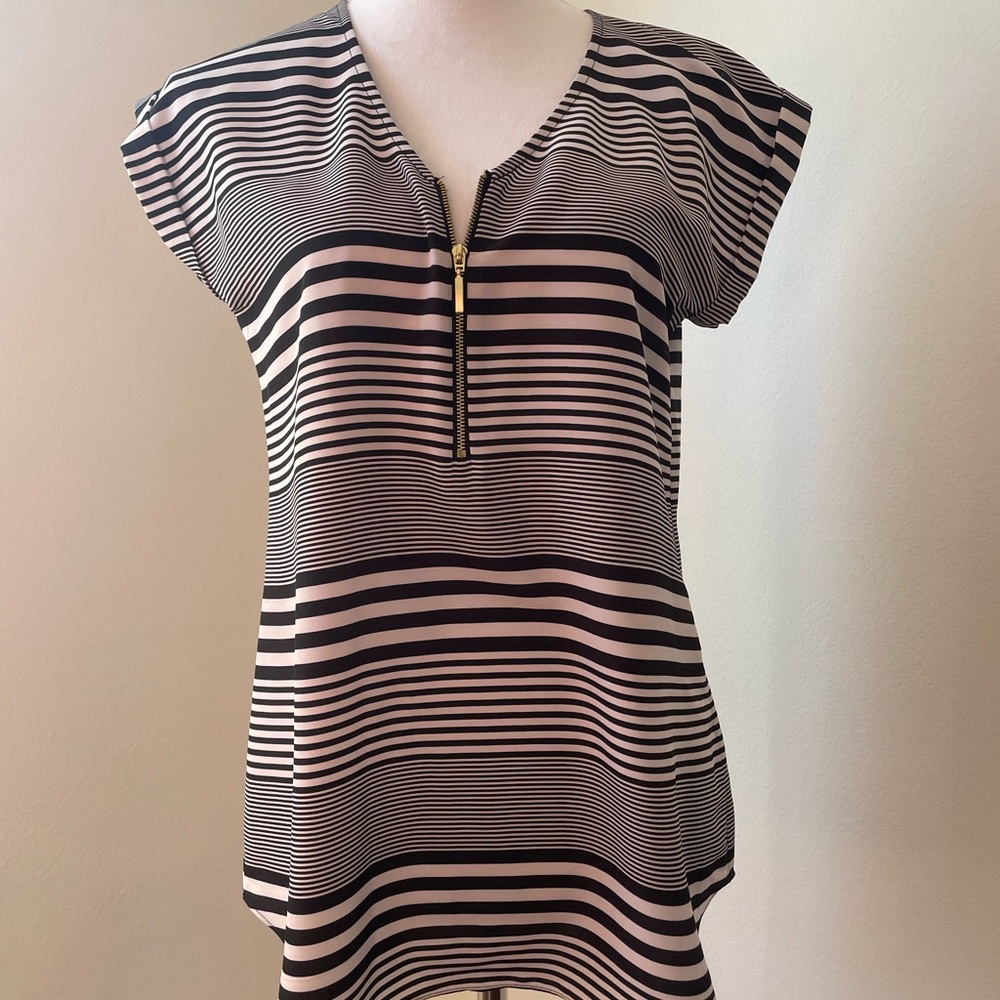 Express Black and White Striped Top